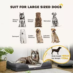 PawHut Calming Dog Bed Pet Mattress w/ Removable Cover, Anti-Slip Bottom, for Large Dogs, 120L x 80W x 22Hcm - Charcoal Grey - 4