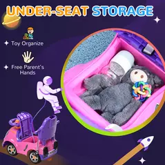 AIYAPLAY 3 in 1 Ride on Push Car, Cartoon Robot Theme Foot to Floor Slider w/ Handle Light Music Horn, Storage - Pink - 8