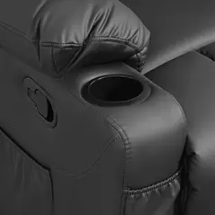 HOMCOM Manual Reclining Chair, Recliner Armchair with Swivel, Faux Leather, Footrest, Cup Holders, 86x93x102cm, Black - 9