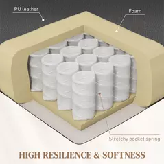 HOMCOM Manual Reclining Chair, Recliner Armchair with Swivel, Faux Leather, Footrest, Cup Holders, 86x93x102cm, Black - 6