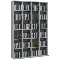 HOMCOM CD Storage Unit with Adjustable Shelves, 89 x 130.5 cm, Cement Grey - 1