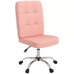 Vinsetto Armless Faux Leather Office Chair - Pink - 1