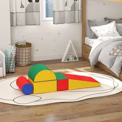 HOMCOM 5 Piece Soft Safe Foam Playset, Climb and Crawl Activity Toy for Toddlers, Yellow - 8