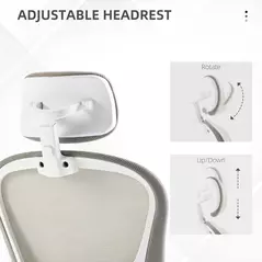 Vinsetto Multi-Adjustable Office Chair, with Lumbar Support, Headrest and Mesh Back - Grey - 6