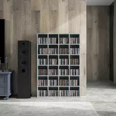 HOMCOM CD Storage Unit with Adjustable Shelves, 89 x 130.5 cm, Cement Grey - 9