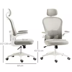 Vinsetto Multi-Adjustable Office Chair, with Lumbar Support, Headrest and Mesh Back - Grey - 3