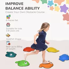 AIYAPLAY 6 Pcs Balance Stepping Stones Kids for Sensory with Non-slip Edge, Stackable Outdoor Indoor Obstacle Course - 4