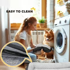 PawHut Calming Dog Bed Pet Mattress w/ Removable Cover, Anti-Slip Bottom, for Large Dogs, 120L x 80W x 22Hcm - Charcoal Grey - 8