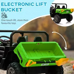 HOMCOM 12V 2 Seater Kids Electric Ride-On Car with Electric Bucket, Remote Control - Green - 7