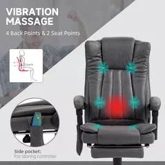 Vinsetto Six-Point Massage Chair, with Heat and Footrest - Dark Grey - 4
