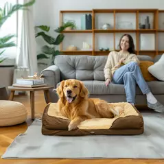 PawHut Calming Dog Bed Pet Mattress w/ Removable Cover, Anti-Slip Bottom, for Large Dogs, 120L x 80W x 22Hcm - Brown - 2