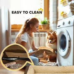 PawHut Calming Dog Bed Pet Mattress w/ Removable Cover, Anti-Slip Bottom, for Large Dogs, 120L x 80W x 22Hcm - Brown - 8