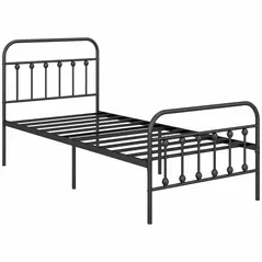 HOMCOM Single Minimalistic Metal Bed Frame - Black - 1