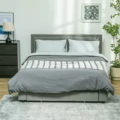 HOMCOM King Size Ottoman Bed Frame, with Front Drawer - Grey - 2