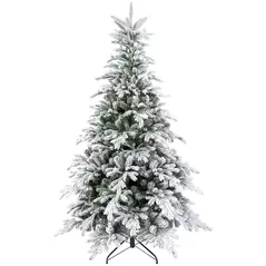 HOMCOM 5ft Bushy Snow-Flocked Artificial Christmas Tree, with LED Lights - 1