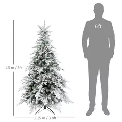 HOMCOM 5ft Bushy Snow-Flocked Artificial Christmas Tree, with LED Lights - 3