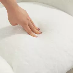 HOMCOM Makeup Vanity Chair, Cute Fluffy Desk Chair with Rolling Wheels for Bedroom Living Room, Cream White - 9