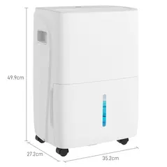 HOMCOM 30L/Day Dehumidifier with Auto-Clean Filter, Continuous Drainage, 4L Water Tank, 24H Timer, Digital Humidity Display, Dehumidifier for Home Damp, Bedroom, Condensation, Mould, Laundry Drying - 3