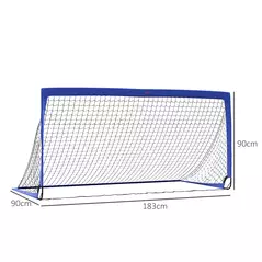 HOMCOM Set of 2 Football Goal Net 6 x 3 ft Foldable Outdoor Sport Training Teens Adults Football with Carrying Bag Blue - 3