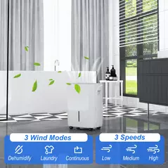 HOMCOM 30L/Day Dehumidifier with Auto-Clean Filter, Continuous Drainage, 4L Water Tank, 24H Timer, Digital Humidity Display, Dehumidifier for Home Damp, Bedroom, Condensation, Mould, Laundry Drying - 5