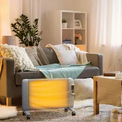 HOMCOM Mica Electric Space Heater, Portable Heater for Home with 2 Heat Settings, Living Room, Study, Garage, Adjustable Temperature 18-30°C, 1000W/2000W, Grey - 2