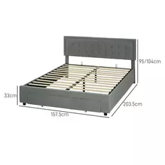 HOMCOM King Size Ottoman Bed Frame, with Front Drawer - Grey - 3