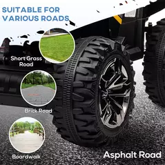 HOMCOM 12V Quad Bike ATV with LED Lights, Music, Backrest, Forward, Backward, Yellow - 8