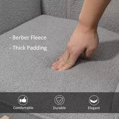 HOMCOM Berber Fleece Nursery Glider Rocker for Nursing, Wingback Rocking Chair for Living Room, Light Grey - 5