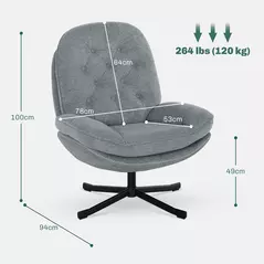 HOMCOM Relaxed Swivel Armchair - Grey - 3