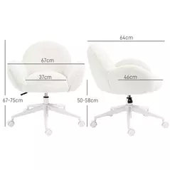 HOMCOM Makeup Vanity Chair, Cute Fluffy Desk Chair with Rolling Wheels for Bedroom Living Room, Cream White - 3