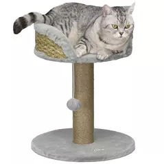 PawHut Cat Tree Tower with Scratching Posts, Grey - 1