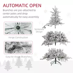 HOMCOM 5ft Bushy Snow-Flocked Artificial Christmas Tree, with LED Lights - 7