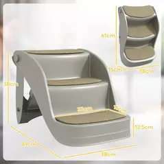 PawHut Foldable Pet Stairs 3 Steps with Non-slip Mats for Small Dogs, Grey - 3