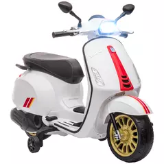 AIYAPLAY 12V Vespa Licensed Kids Electric Motorbike w/ Music, Lights, FM Radio, for 3-6 Years - White - 1