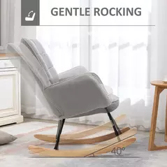 HOMCOM Berber Fleece Nursery Glider Rocker for Nursing, Wingback Rocking Chair for Living Room, Light Grey - 4