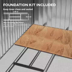 Outsunny 7 x 4ft Metal Garden Shed, Outdoor Storage Tool House with Ventilation Slots, Foundation Kit and Lockable Double Doors, Green - 6