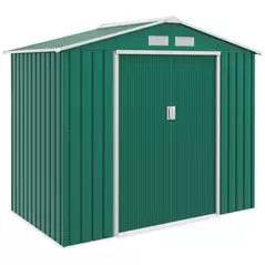 Outsunny 7 x 4ft Metal Garden Shed, Outdoor Storage Tool House with Ventilation Slots, Foundation Kit and Lockable Double Doors, Green - 1