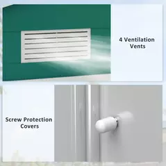 Outsunny 7 x 4ft Metal Garden Shed, Outdoor Storage Tool House with Ventilation Slots, Foundation Kit and Lockable Double Doors, Green - 7