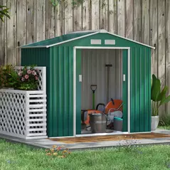 Outsunny 7 x 4ft Metal Garden Shed, Outdoor Storage Tool House with Ventilation Slots, Foundation Kit and Lockable Double Doors, Green - 2