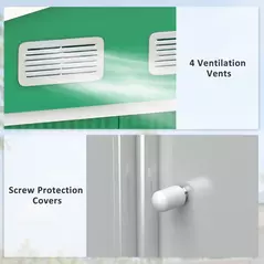 Outsunny 9 x 6ft Metal Garden Shed, Outdoor Storage Tool House with Ventilation Slots, Foundation Kit and Lockable Double Doors, Green - 7