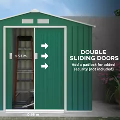 Outsunny 7 x 4ft Metal Garden Shed, Outdoor Storage Tool House with Ventilation Slots, Foundation Kit and Lockable Double Doors, Green - 5