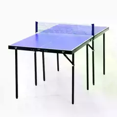 HOMCOM Folding 5ft Mini Compact Table Tennis Top Ping Pong Table Set Professional Net Games Sports Training Play Blue - 1
