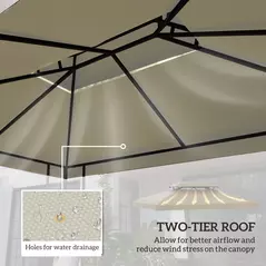 Outsunny 3x4m Gazebo Replacement Roof Canopy 2 Tier Top UV Cover Garden Patio Outdoor Sun Awning Shelters Cream (TOP COVER ONLY) - 4