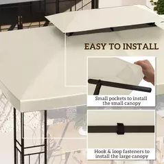 Outsunny 3x4m Gazebo Replacement Roof Canopy 2 Tier Top UV Cover Garden Patio Outdoor Sun Awning Shelters Cream (TOP COVER ONLY) - 5