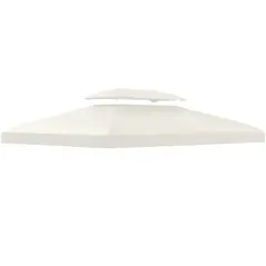 Outsunny 3x4m Gazebo Replacement Roof Canopy 2 Tier Top UV Cover Garden Patio Outdoor Sun Awning Shelters Cream (TOP COVER ONLY) - 1