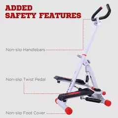 HOMCOM Stepper w/ Handle Hand Grip Workout Fitness Machine For Fitness Aerobic Exercise Home Gym Red - 8