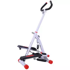 HOMCOM Stepper w/ Handle Hand Grip Workout Fitness Machine For Fitness Aerobic Exercise Home Gym Red - 1