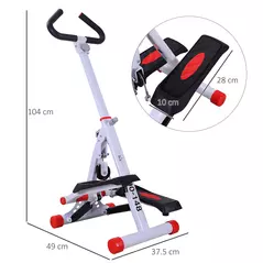 HOMCOM Stepper w/ Handle Hand Grip Workout Fitness Machine For Fitness Aerobic Exercise Home Gym Red - 3