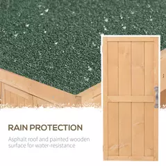 Outsunny Small Shed, Wooden Garden Shed with Openable Hinged Roof and Removable Shelf, Outdoor Tool Storage Cabinet Chest with Double Doors, 74 x 43 x 88 cm, Natural Wood Finish - 4