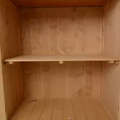 Outsunny Small Shed, Wooden Garden Shed with Openable Hinged Roof and Removable Shelf, Outdoor Tool Storage Cabinet Chest with Double Doors, 74 x 43 x 88 cm, Natural Wood Finish - 9